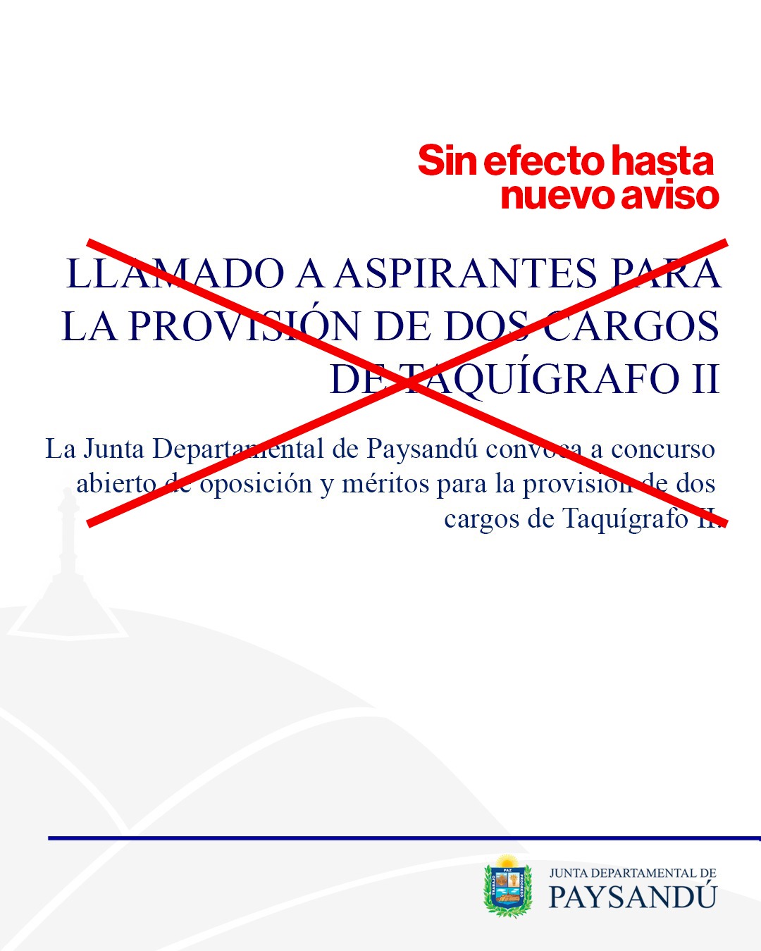 SIN EFECTO HASTA NUEVO AVISO